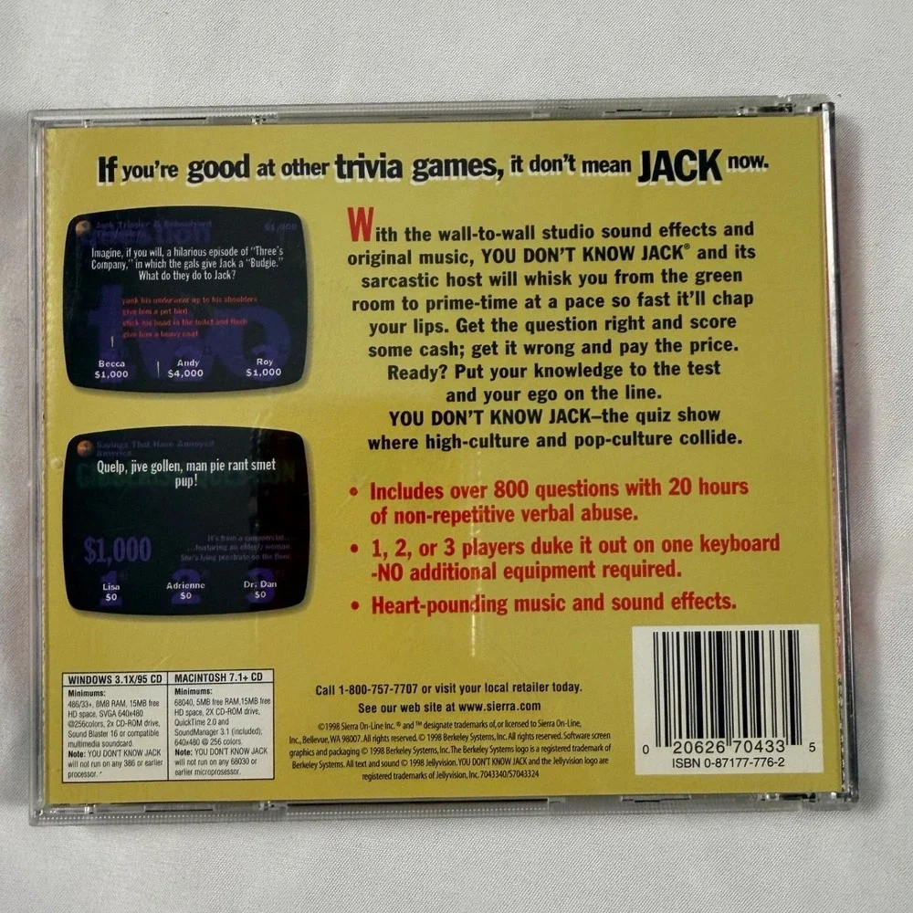 You Don't Know Jack Original Irreverent Quiz Show PC Mac CD-ROM 1995 Berkeley